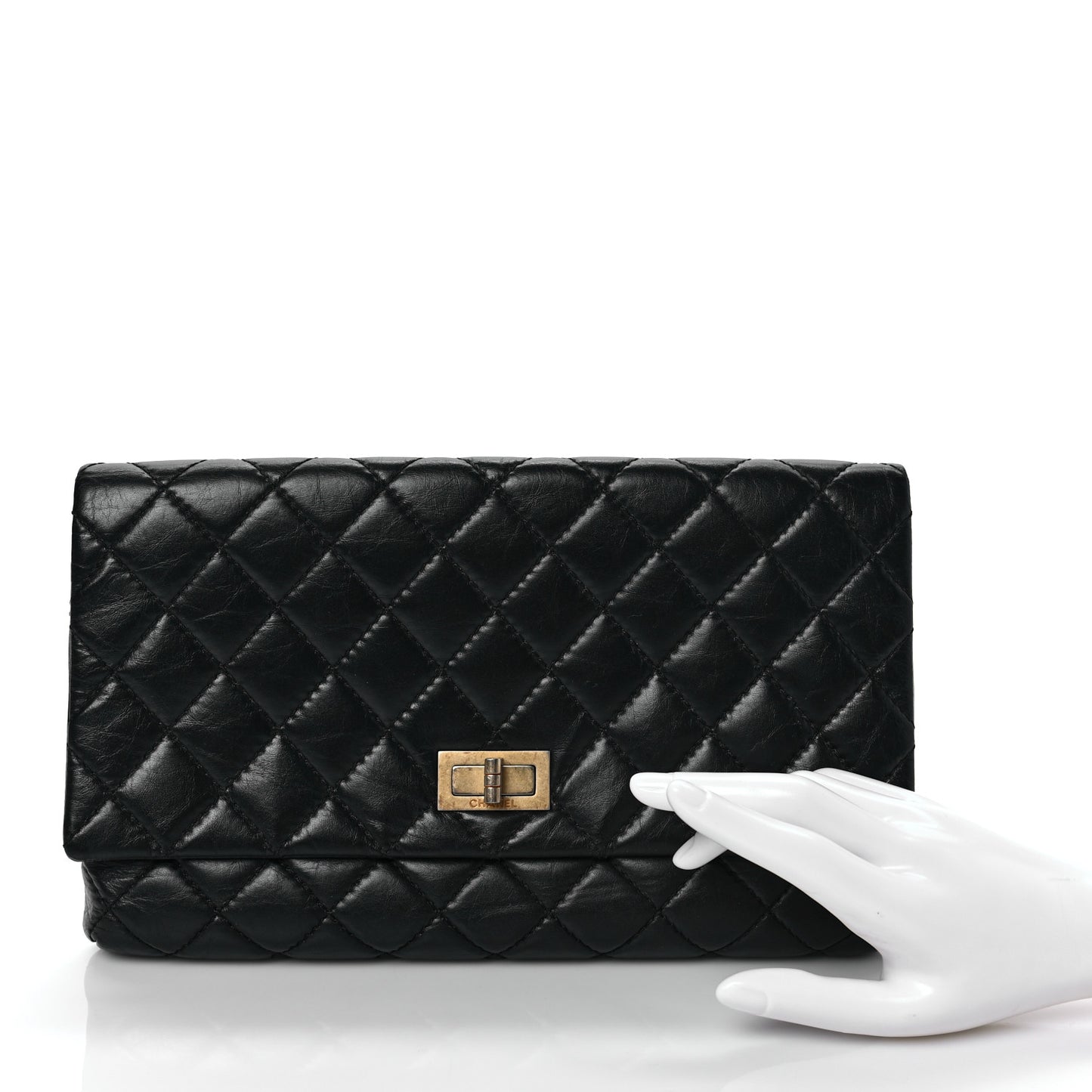 Aged Calfskin Quilted Reissue 2.55 Clutch Black