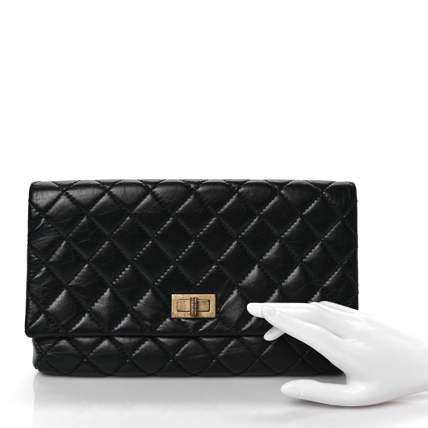 Chanel Aged Calfskin Quilted Reissue 2.55 Clutch Black 3 of 8