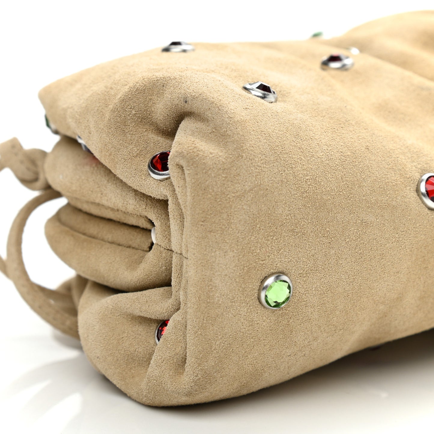 Suede Crystal Embellished The Mini Pouch Brown