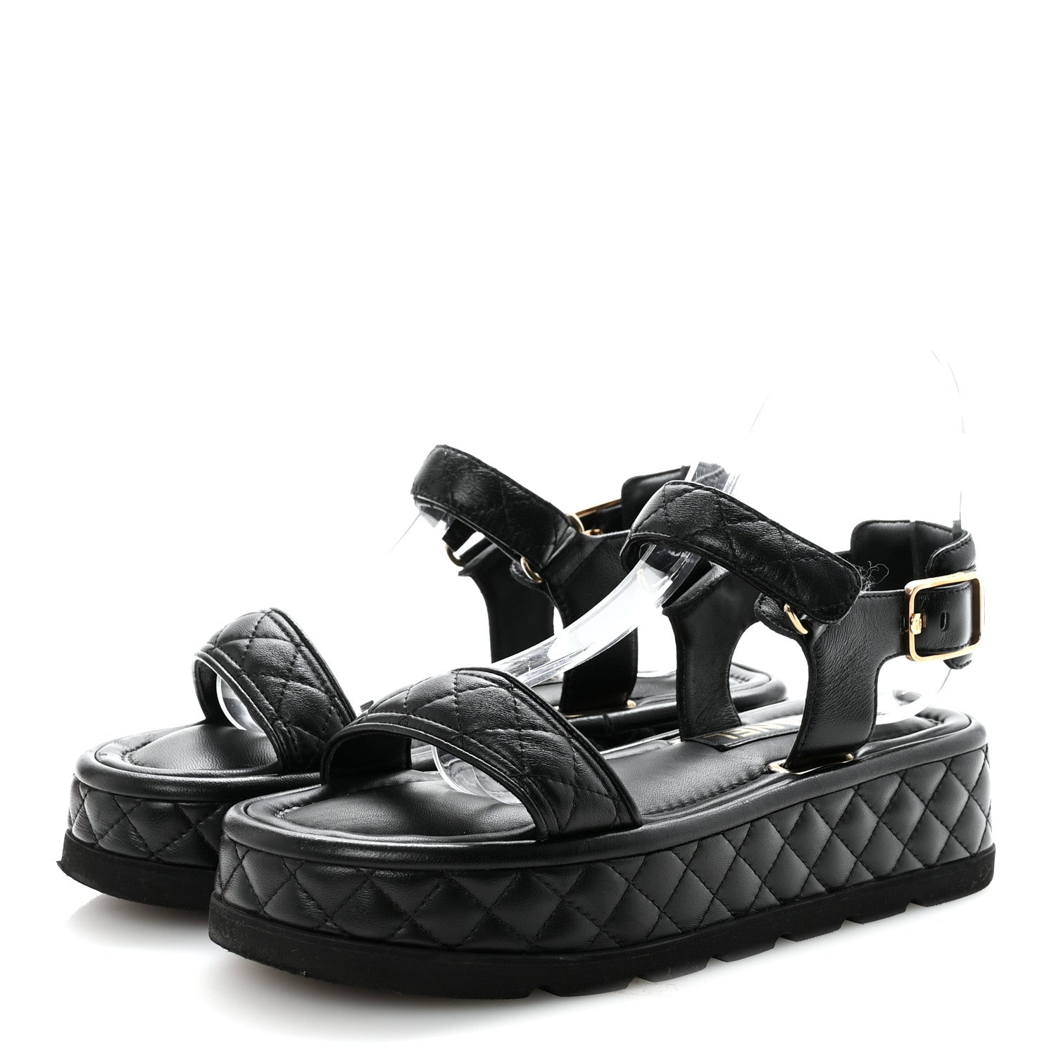 Chanel Lambskin Quilted Platform Sandals 37 Black 8 of 19