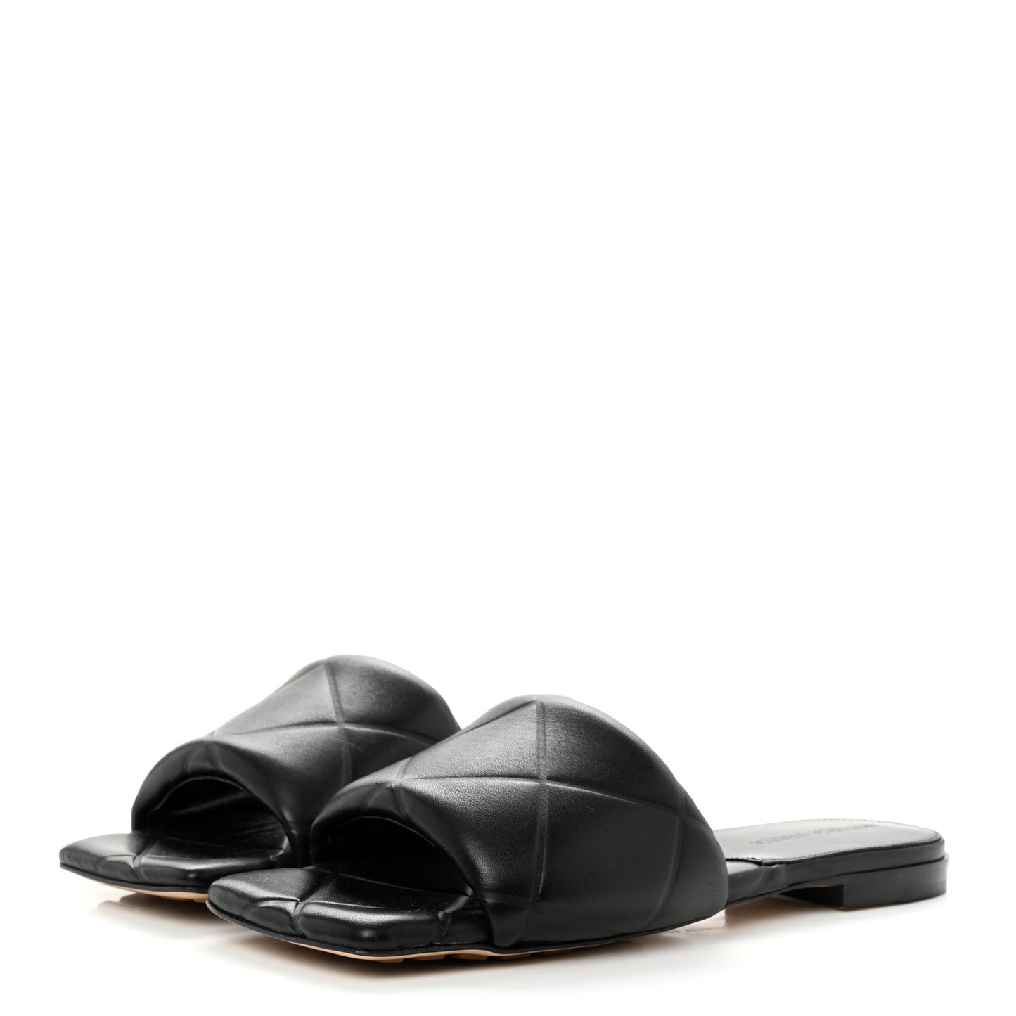 Nappa Quilted Rubber Lido Flat Sandals 37 Black