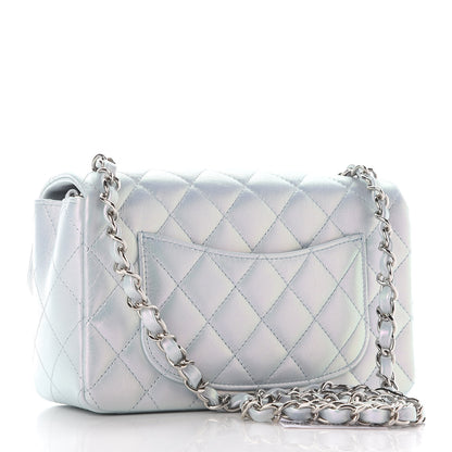 Chanel Iridescent Calfskin Quilted Mini Rectangular Flap Light Blue 3 of 9