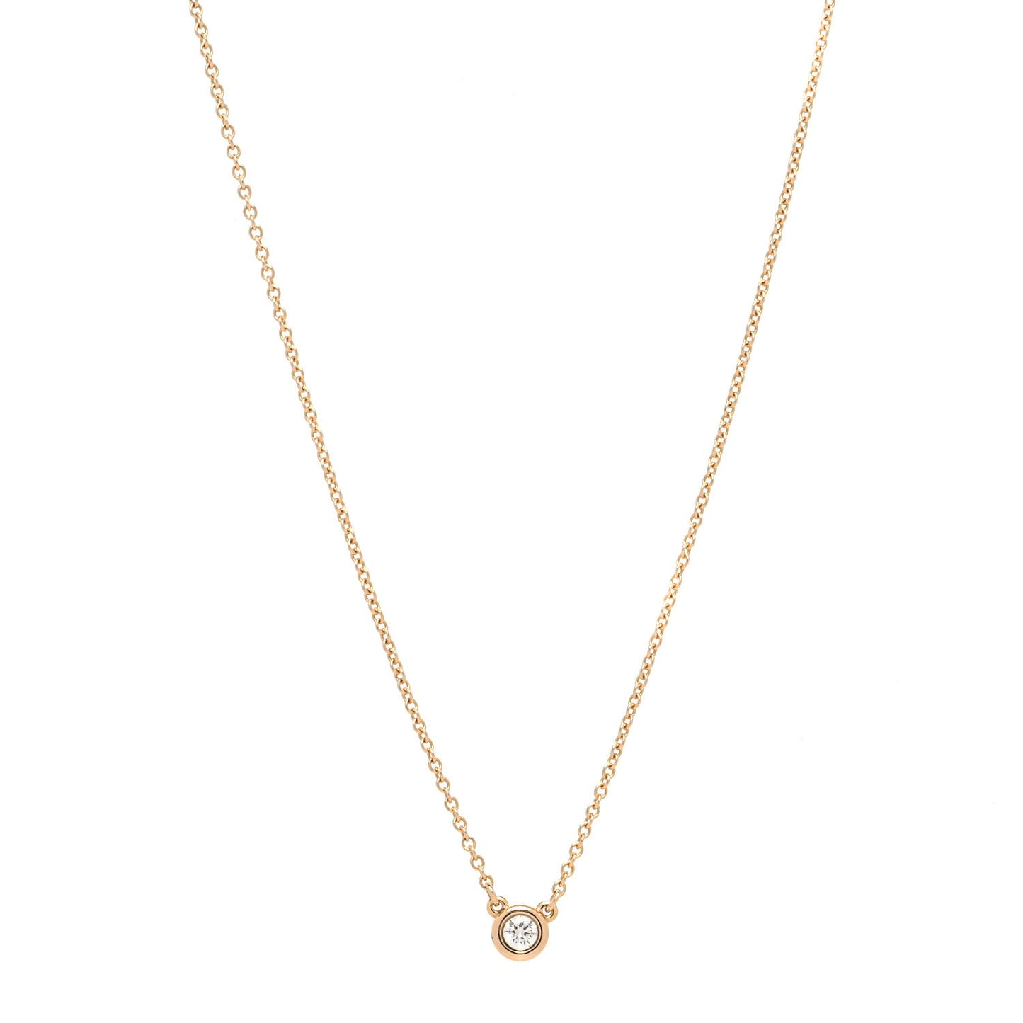 18K Rose Gold Diamond .07ct Elsa Peretti Diamonds by the Yard Pendant Necklace