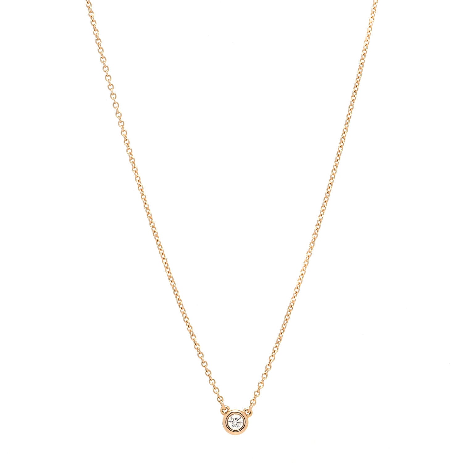 Tiffany 18K Rose Gold Diamond .07ct Elsa Peretti Diamonds by the Yard Pendant Necklace 1 of 7