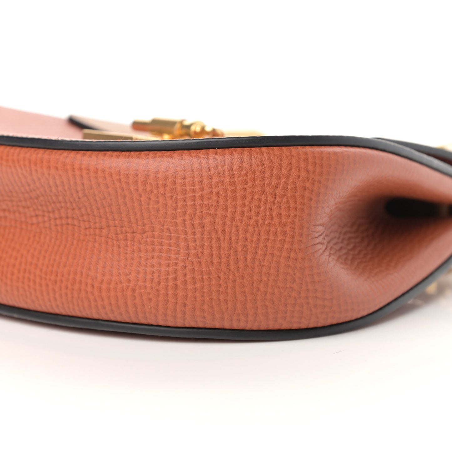 Grained Calfskin Lambskin Bi-Color Drew Shoulder Bag Orange Mustard