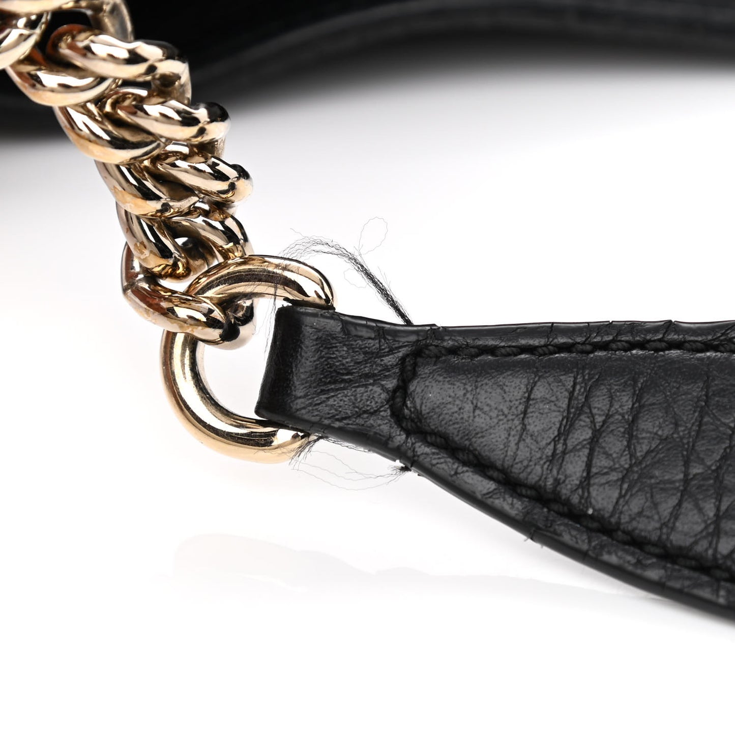 Pebbled Calfskin Large Soho Chain Shoulder Bag Black