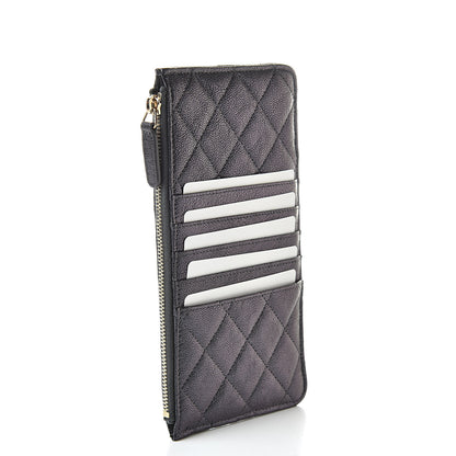 Chanel Iridescent Caviar Quilted Classic Flat Wallet Pouch Black 3 of 8