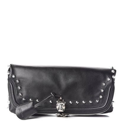 Alexander McQueen Calfskin Studded Padlock Skull Clutch Black 1 of 9