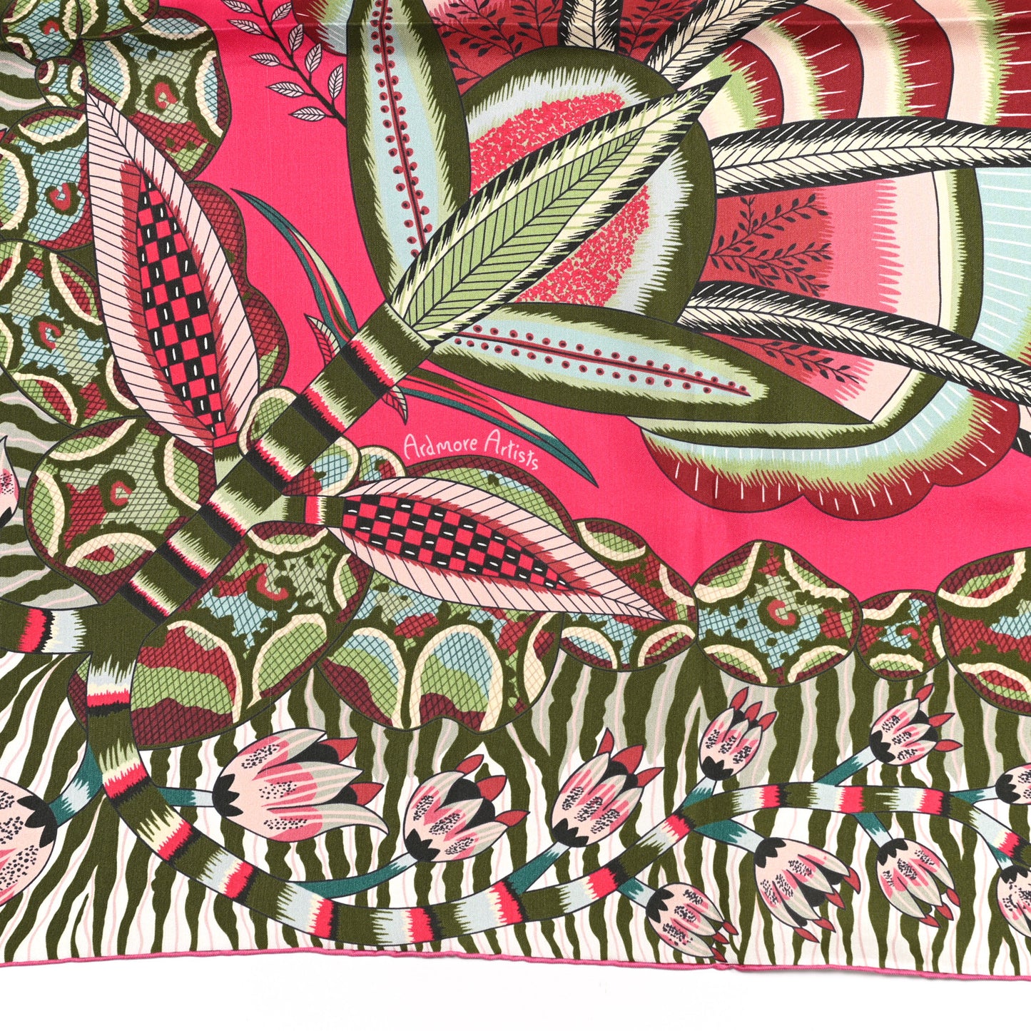 Silk Flowers of South Africa Scarf 140 Rose Indien Vert