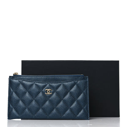 Chanel Iridescent Caviar Quilted Classic Zip Pouch Navy 8 of 8