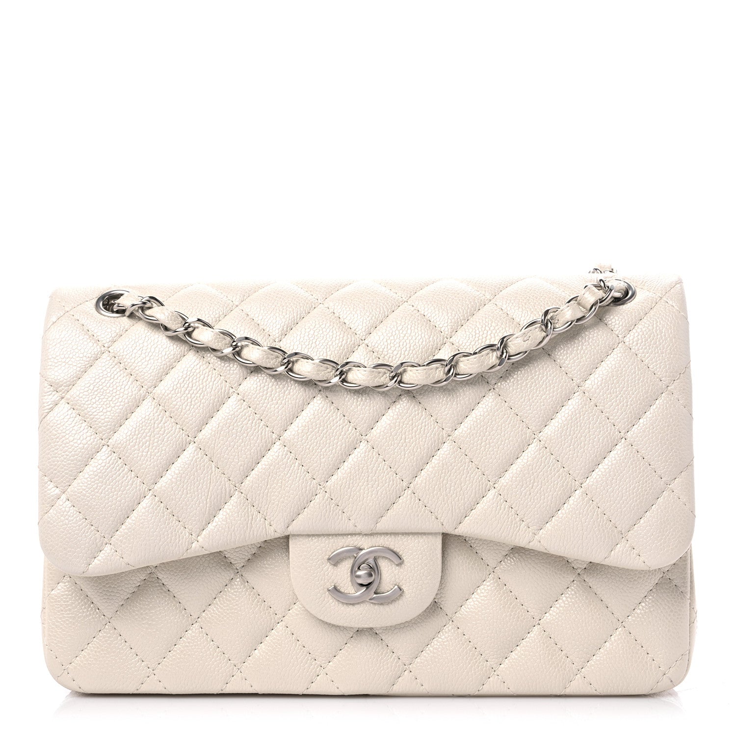 Chanel Pearly Caviar Quilted Jumbo Double Flap Dark White 1 of 9
