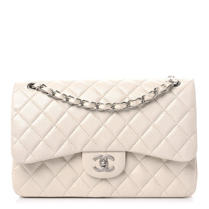 Chanel Pearly Caviar Quilted Jumbo Double Flap Dark White 1 of 9