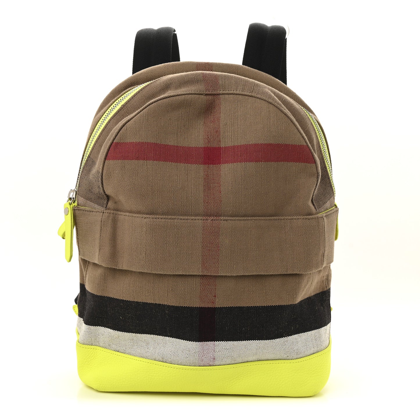 Jute Calfskin Mega Check Children's Backpack Neon Yellow