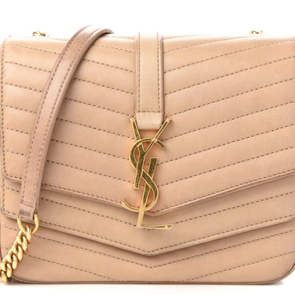 Saint Laurent Lambskin Matelasse Chevron Monogram Small Sulpice Bag Sable Beige 9 of 9