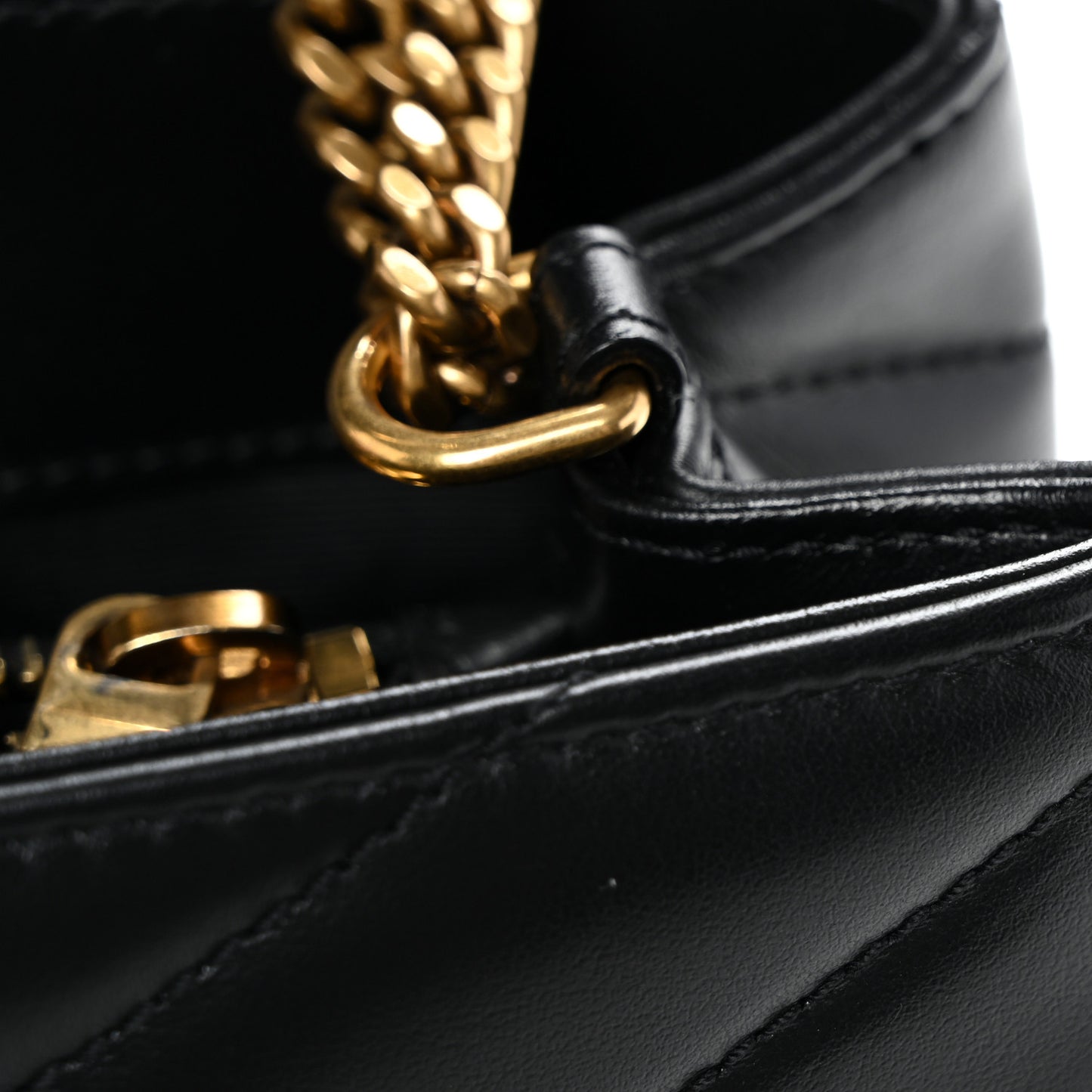 Calfskin Y Quilted Monogram Small Loulou Chain Satchel Black Black
