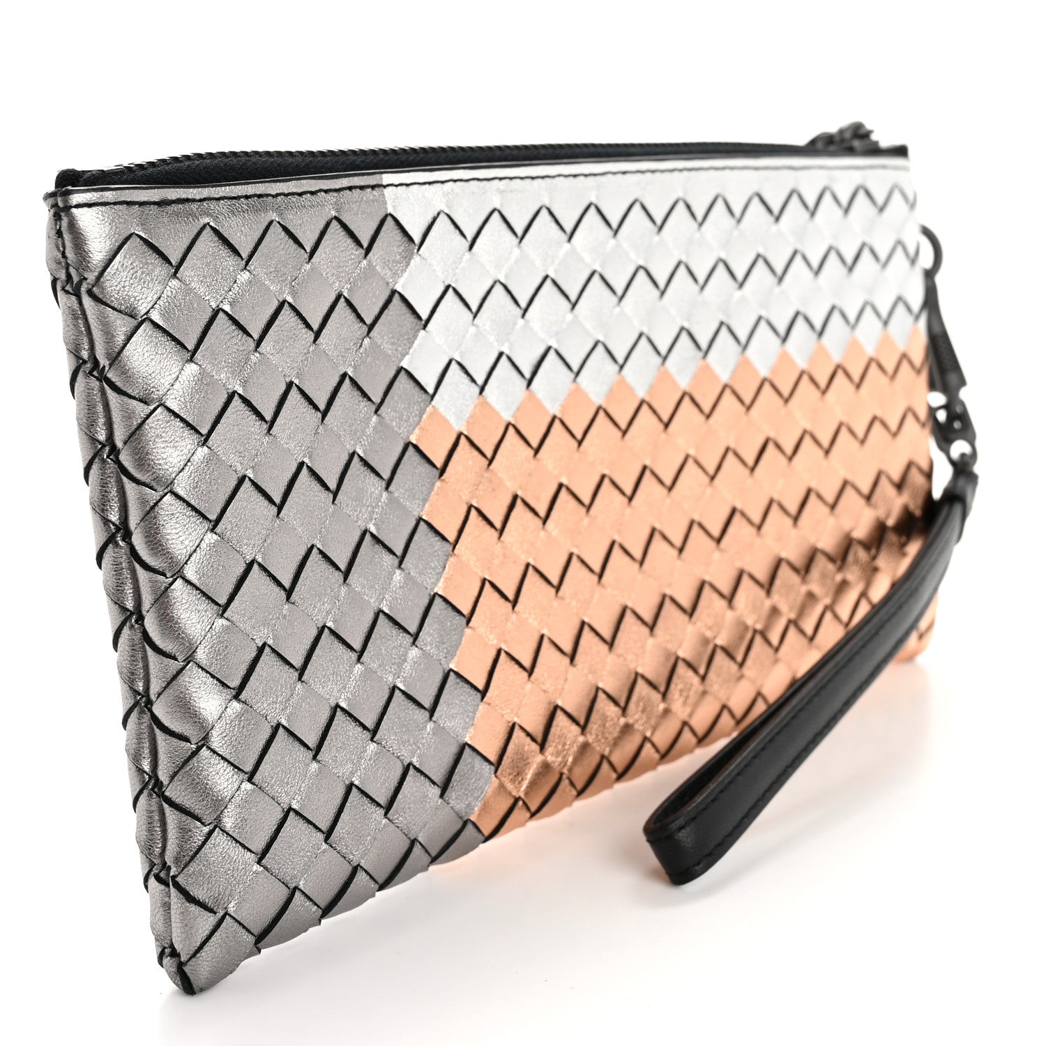 Bottega Veneta Metallic Intrecciato Wristlet Zip Pouch 3 of 10