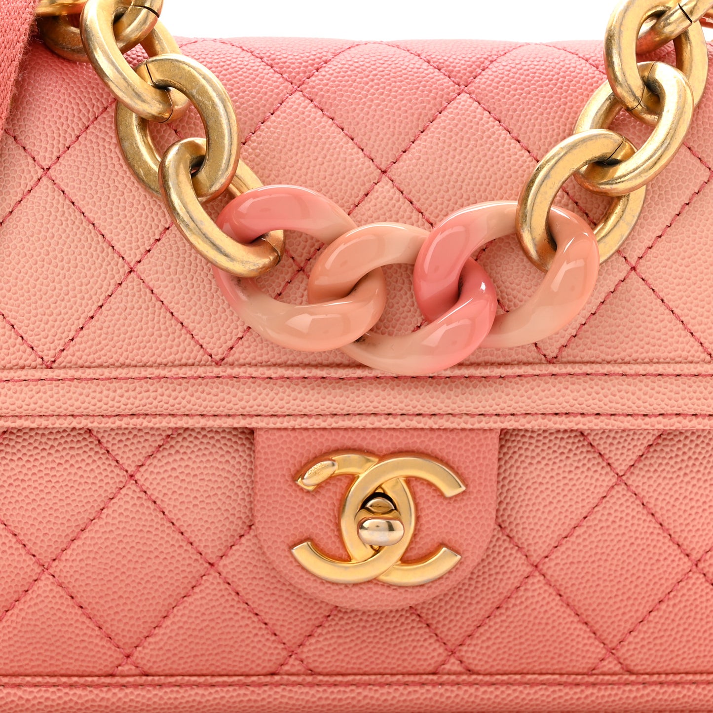 Caviar Quilted Small Sunset On The Sea Flap Coral