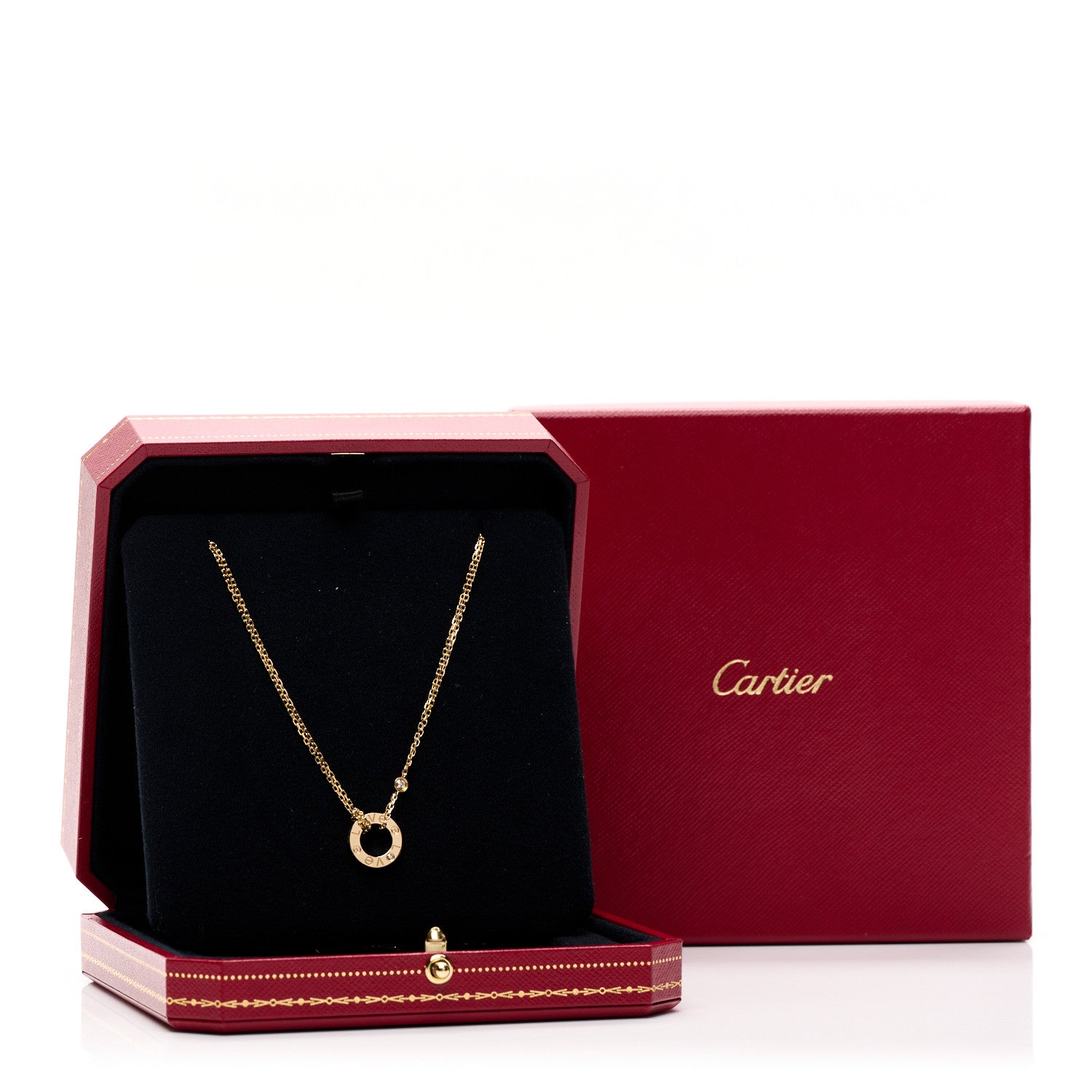 Cartier 18K Yellow Gold 2 Diamond LOVE Necklace 5 of 5