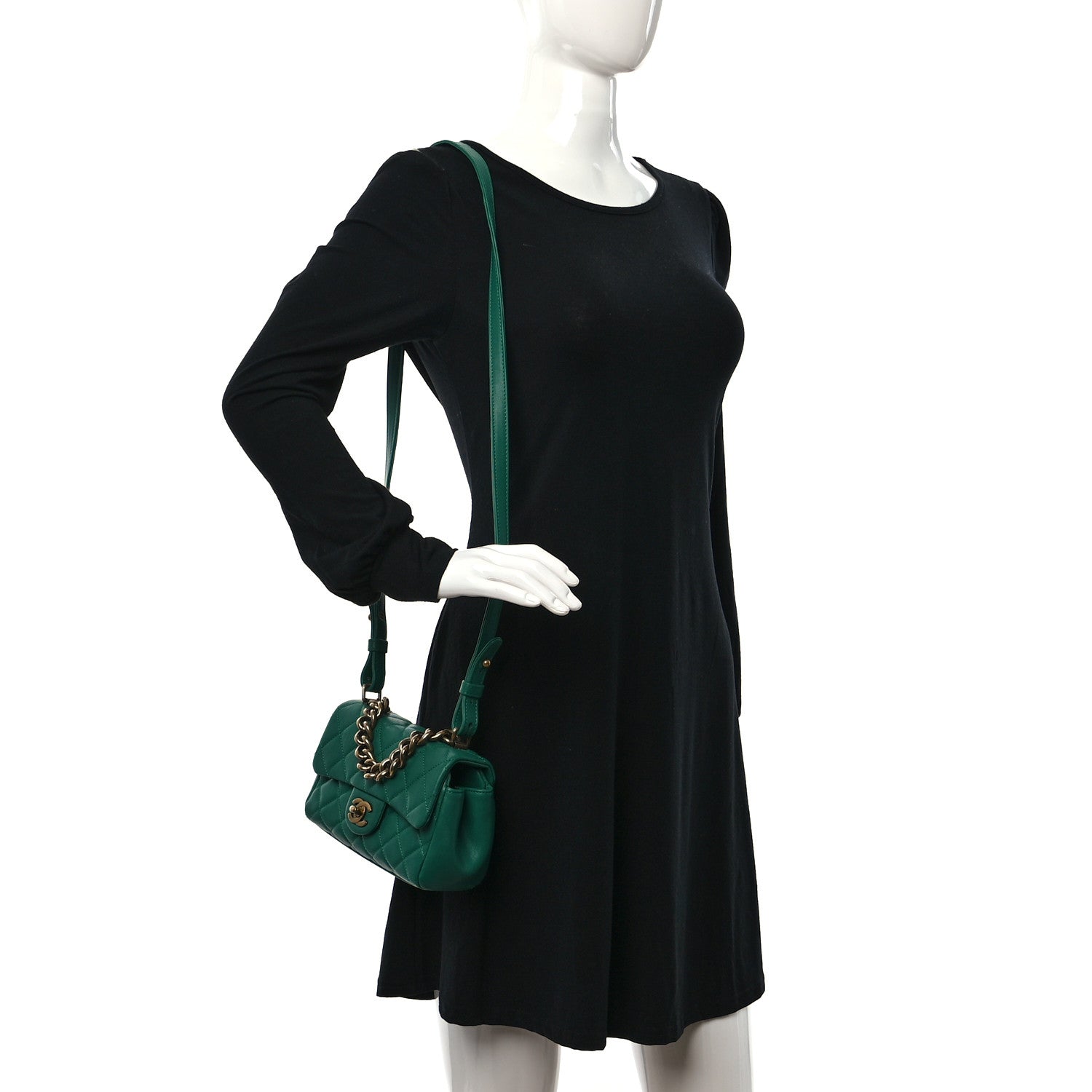 Chanel Shiny Sheepskin Quilted Mini Trapezio Flap Green 3 of 8