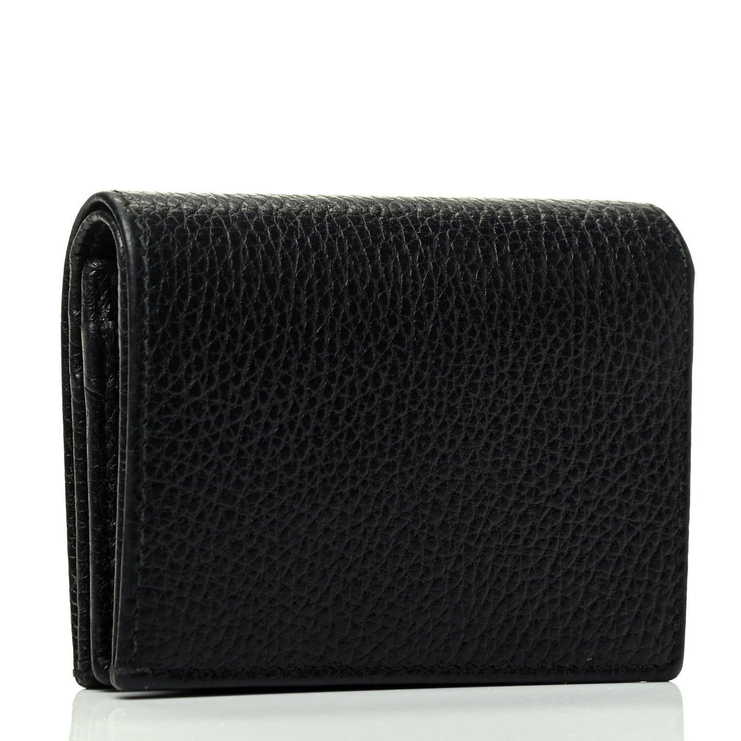 Pebbled Calfskin GG Marmont Card Case Black