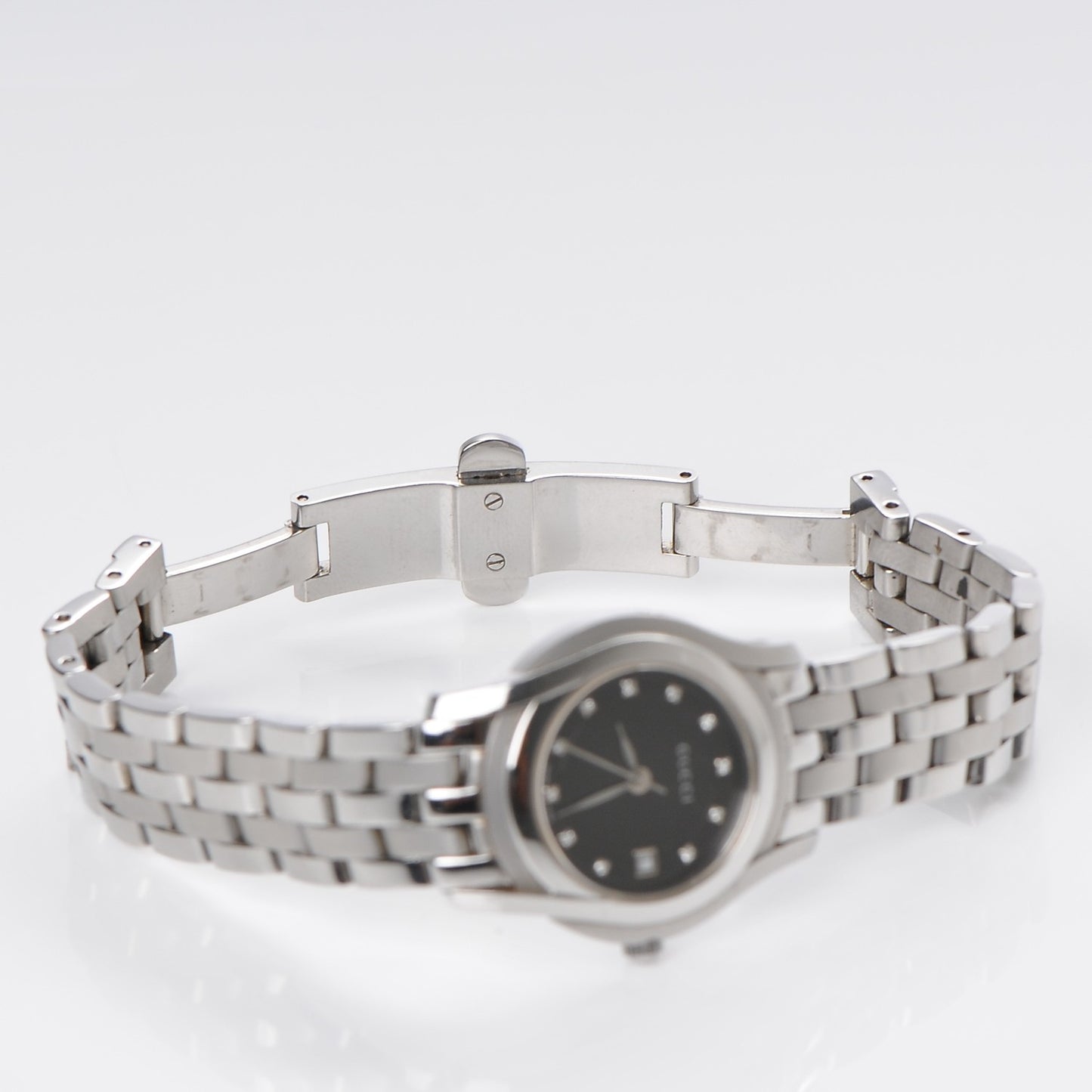 Stainless Steel Diamond 27mm 5500L Quartz Watch Black