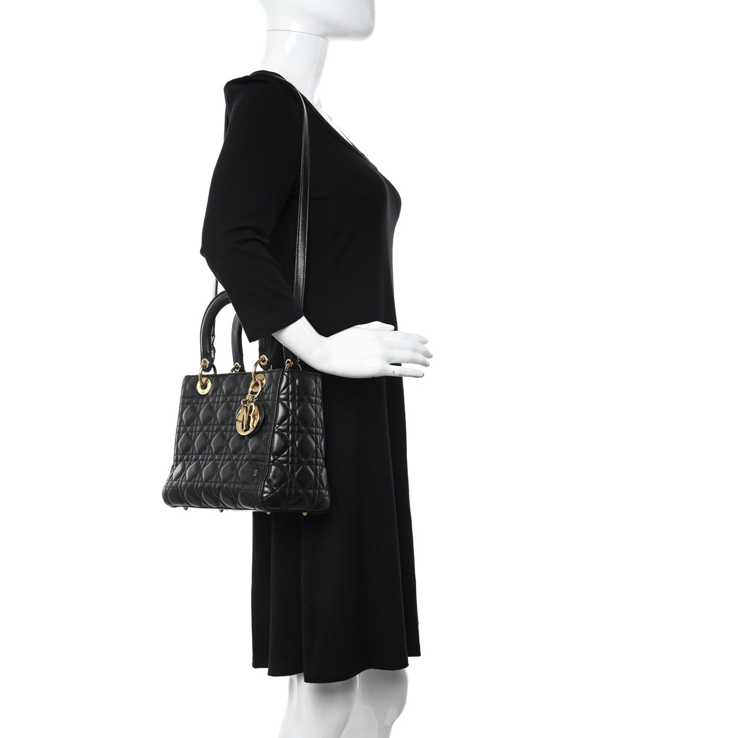 Lambskin Cannage Medium Lady Dior Black