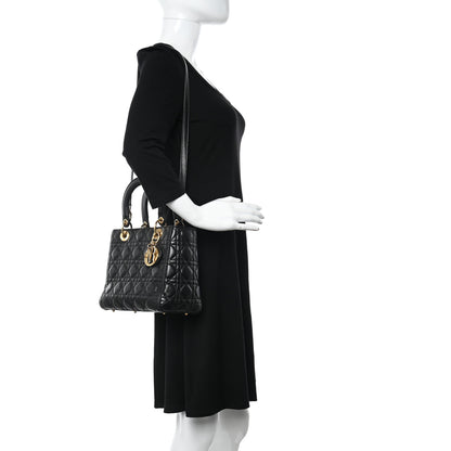 Christian Dior Lambskin Cannage Medium Lady Dior Black 2 of 10