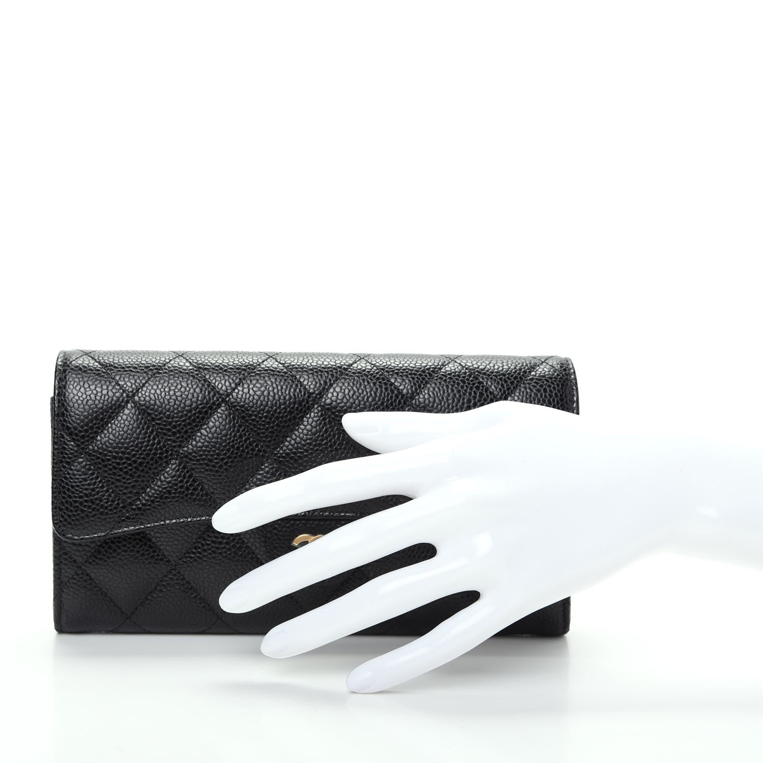 Chanel Caviar Quilted Large Gusset Flap Wallet Black 2 of 9