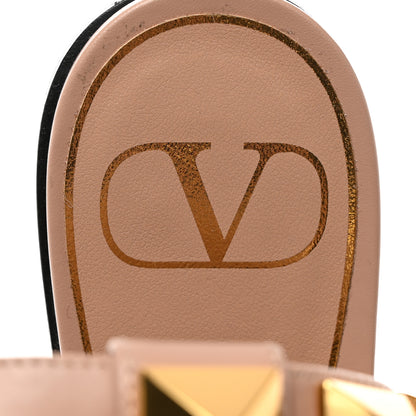 Valentino Garavani Calfskin Roman Stud Ankle Strap Flat Mules 37 Rose Cannelle 6 of 8