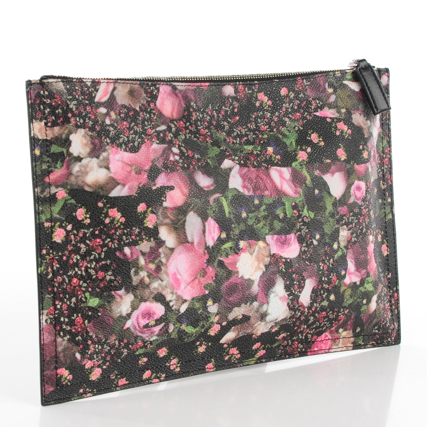Coated Canvas Roses Camouflage Print Medium Antigona Zip Pouch Black