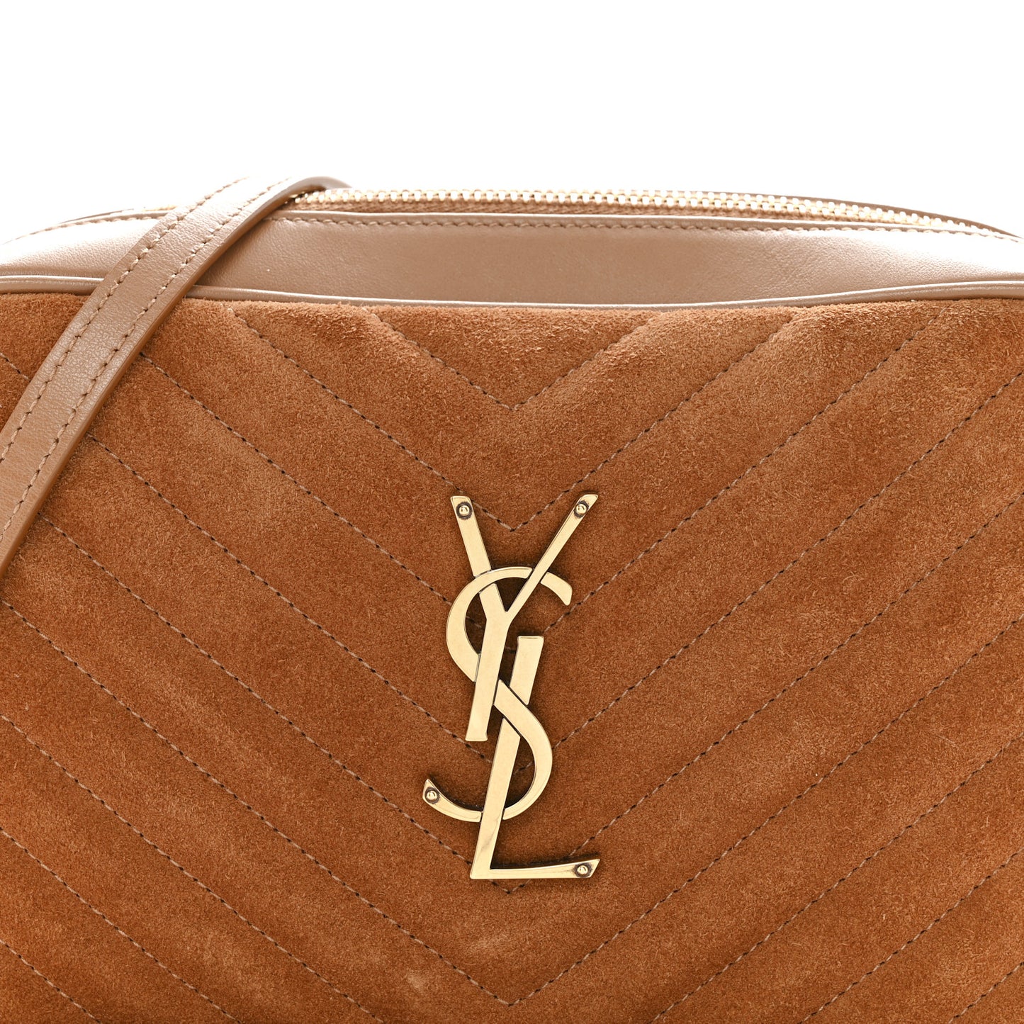 Suede Matelasse Monogram Lou Camera Bag Cinnamon