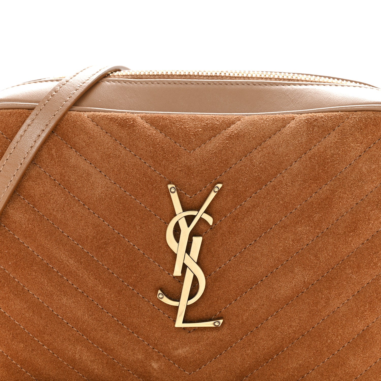 Saint Laurent Suede Matelasse Monogram Lou Camera Bag Cinnamon 8 of 10