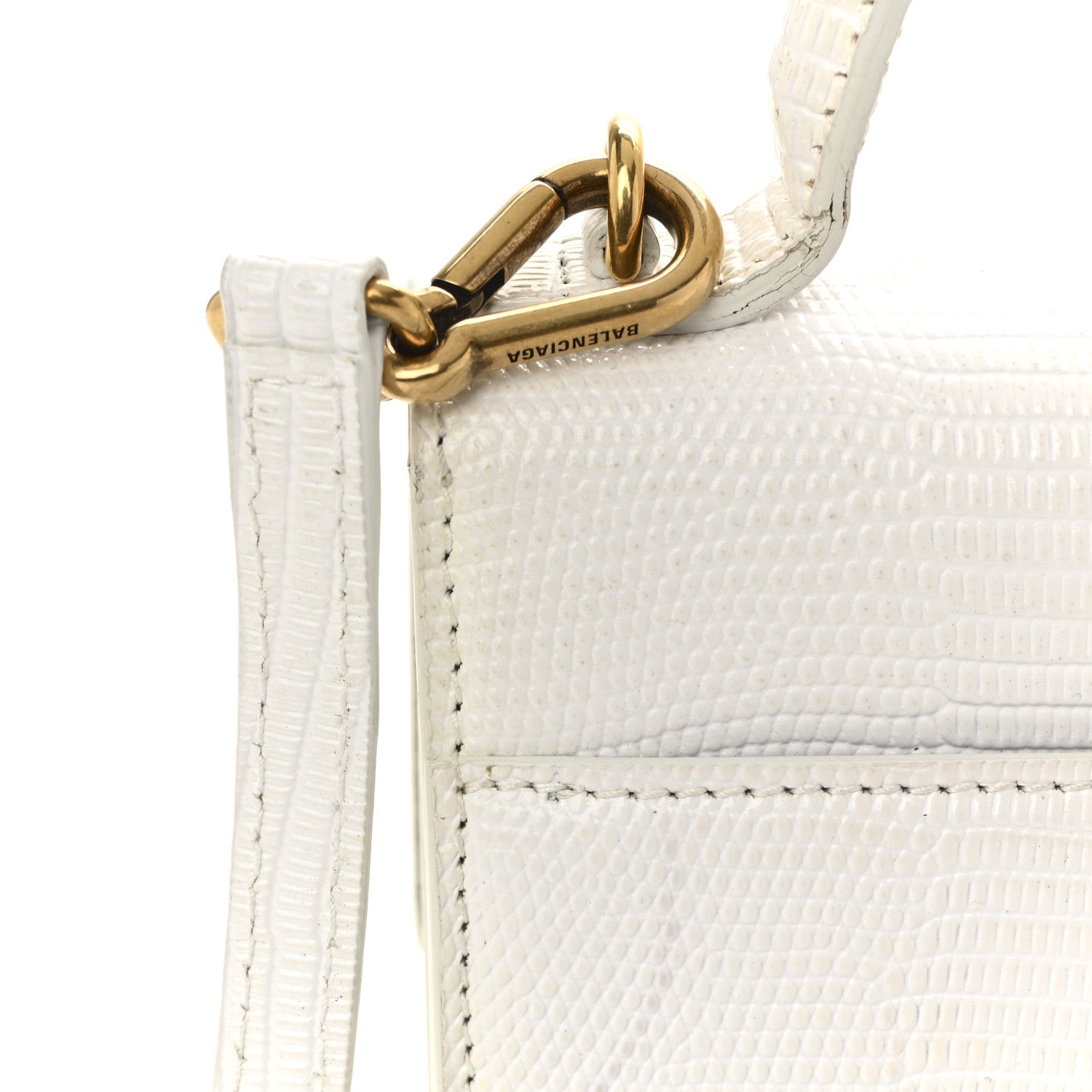 Balenciaga Patent Calfskin Lizard Embossed XS Sharp Top Handle Bag White 11 of 14