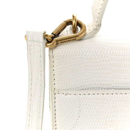 Balenciaga Patent Calfskin Lizard Embossed XS Sharp Top Handle Bag White 11 of 14