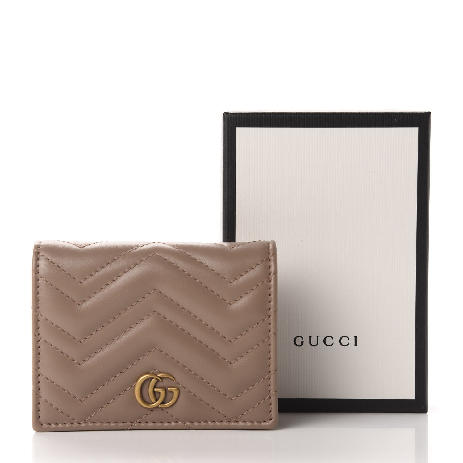 Gucci Calfskin Matelasse GG Marmont Card Case Wallet Porcelain Rose 8 of 8