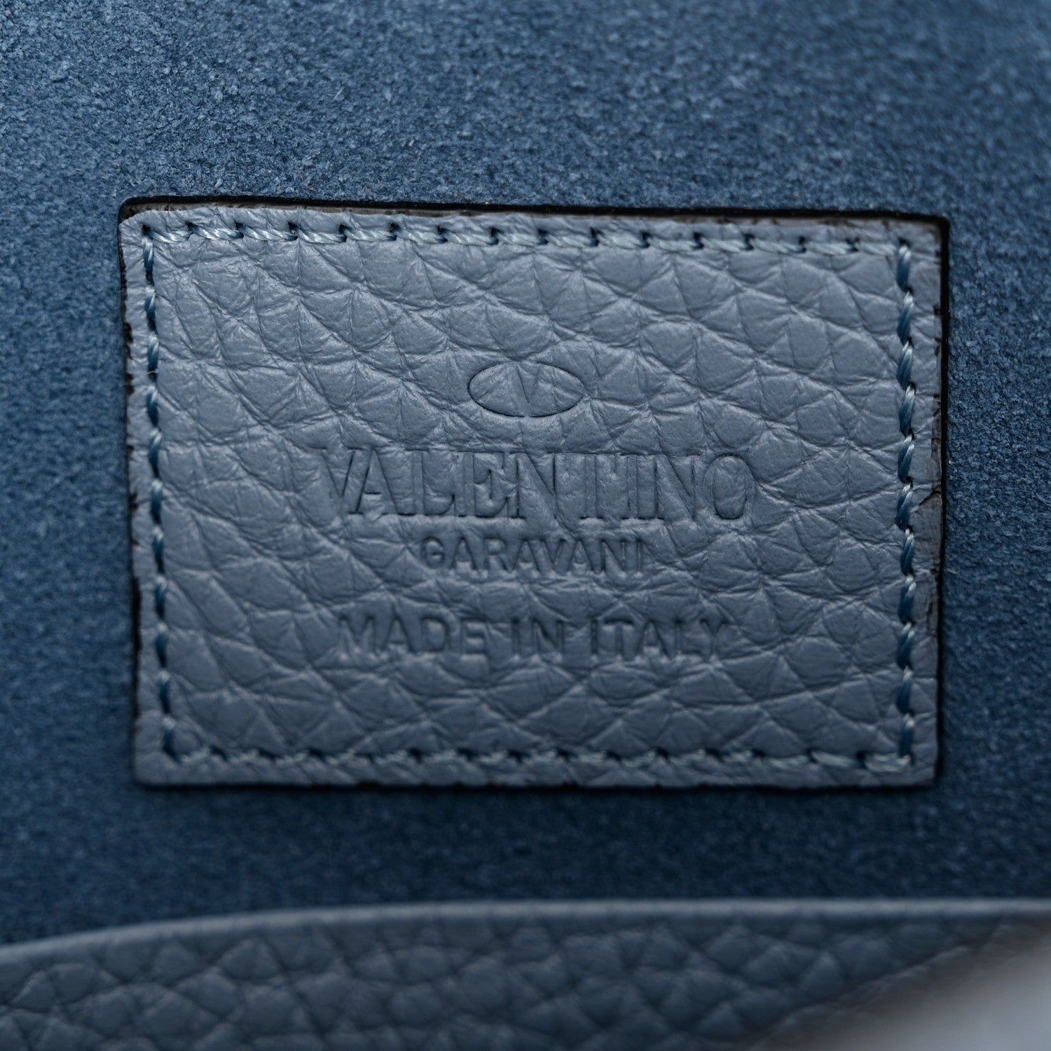 Valentino Garavani Pebbled Calfskin Medium Rockstud Envelope Flat Wristlet Pouch Atlantique 6 of 6