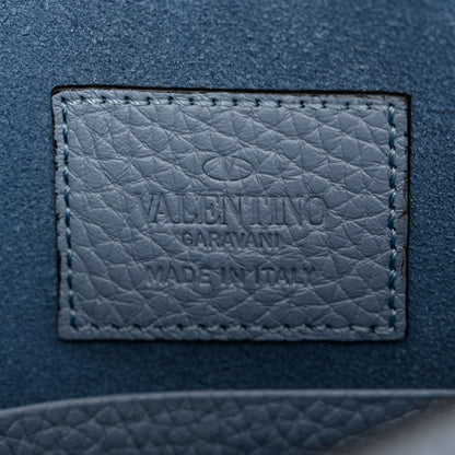 Valentino Garavani Pebbled Calfskin Medium Rockstud Envelope Flat Wristlet Pouch Atlantique 6 of 6
