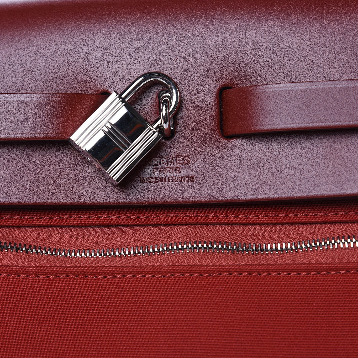 Hermes Vache Hunter Toile Herbag Zip 31 PM Rouge Grenat Rouge H 7 of 11