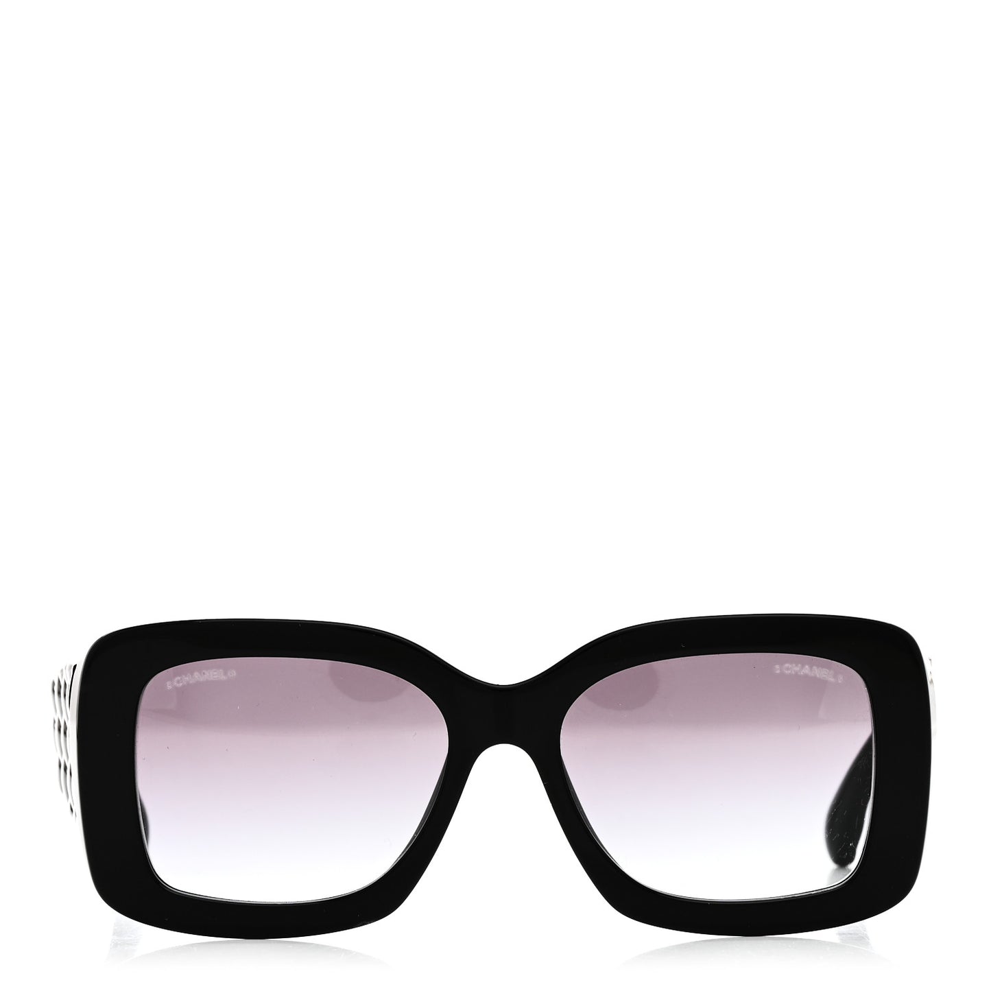Acetate Quilted CC Rectangle Sunglasses 5483-A Black