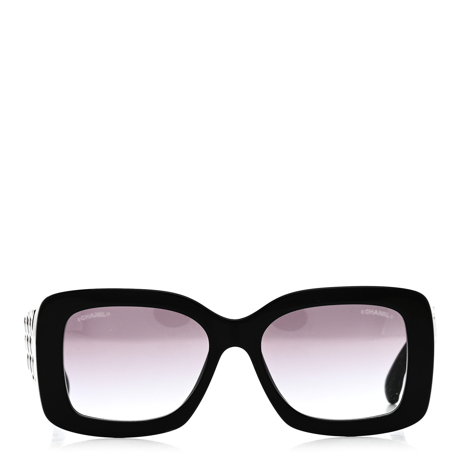 Chanel Acetate Quilted CC Rectangle Sunglasses 5483-A Black 2 of 7