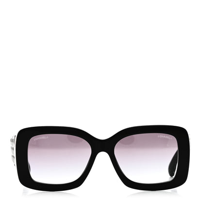 Chanel Acetate Quilted CC Rectangle Sunglasses 5483-A Black 2 of 7