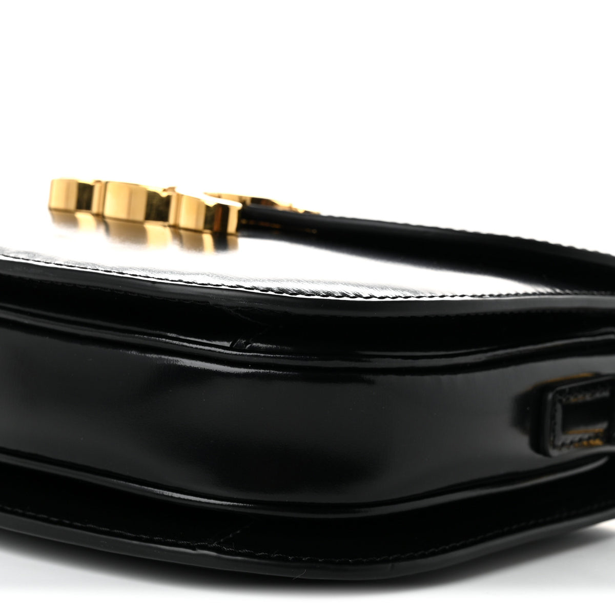 Shiny Calfskin Besace Clea Triomphe Black