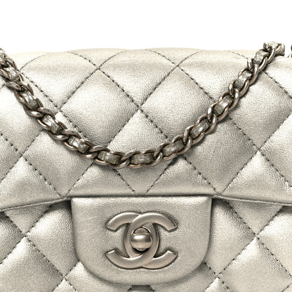 Chanel Metallic Lambskin Quilted Extra Mini Rectangular Flap Silver 9 of 11