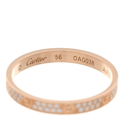 Cartier 18K Pink Gold Diamond 2.6mm LOVE Paved Band Ring 56 7.75 4 of 5