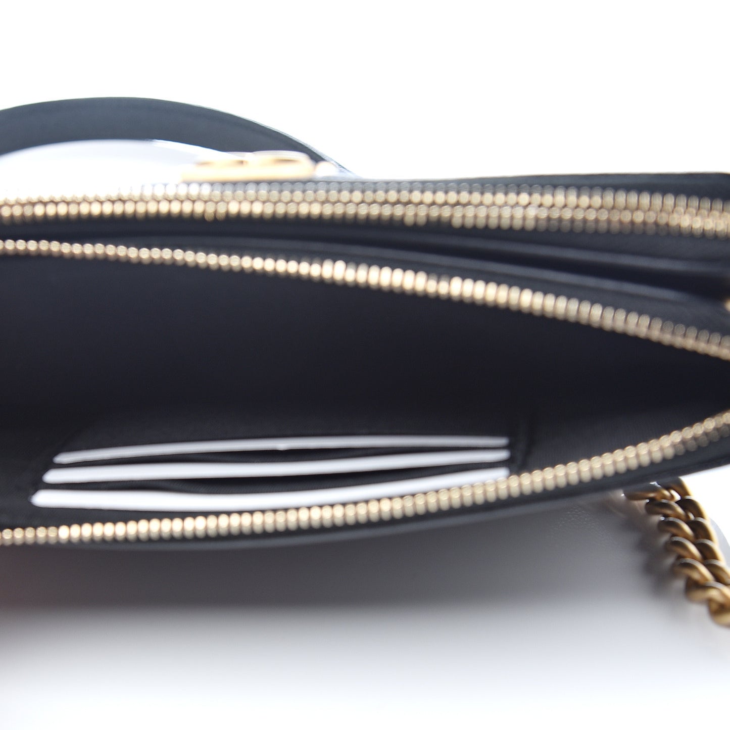 Caviar Quilted Small Boy Clutch With Chain Black