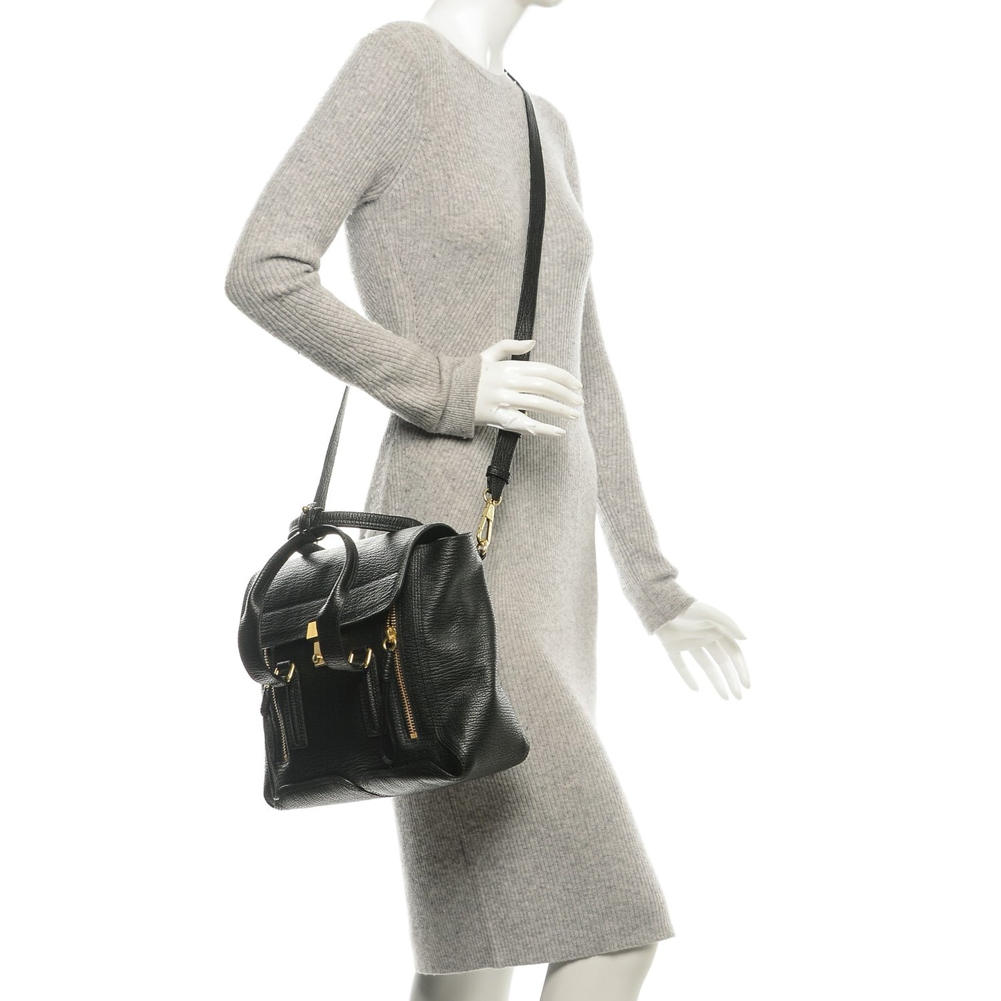 3.1 Textured Calfskin Medium Pashli Satchel Black