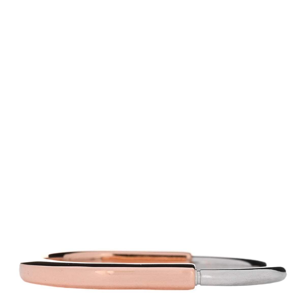 Tiffany 18K Rose White Gold Tiffany Lock Bangle Bracelet 1 of 4