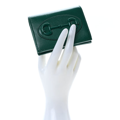 Gucci Azalea Calfskin Enamel Monochrome Horsebit 1955 Card Case Wallet Green 2 of 7