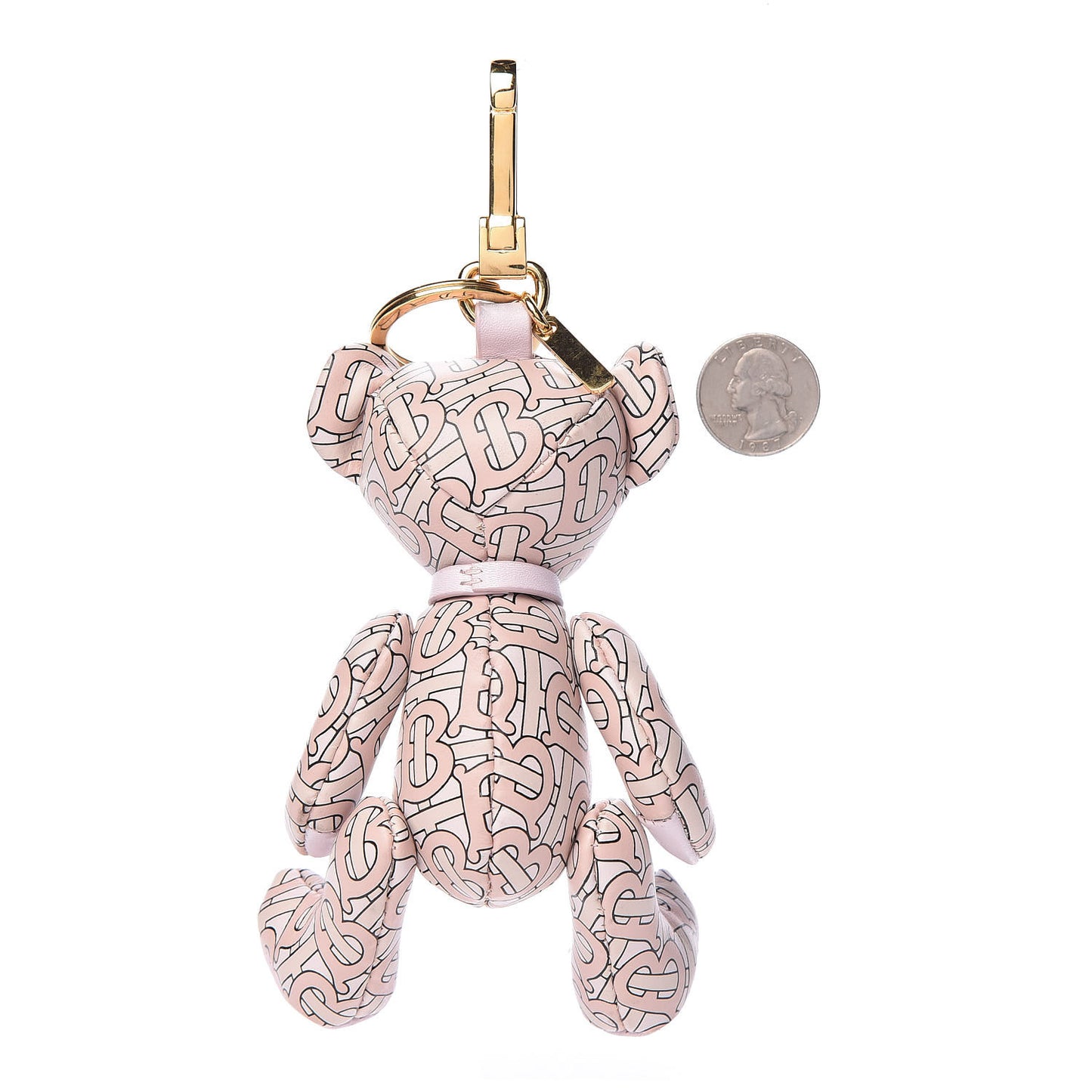 Calfskin Print Monogram Thomas Bear Bag Charm Pink