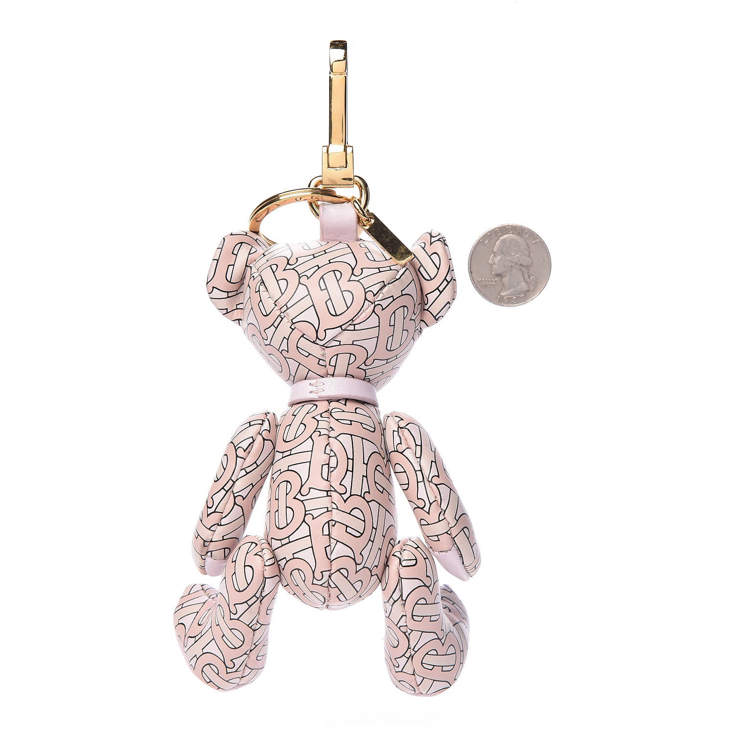 Burberry Calfskin Print Monogram Thomas Bear Bag Charm Pink 2 of 3